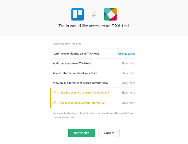 Slackの設定画面